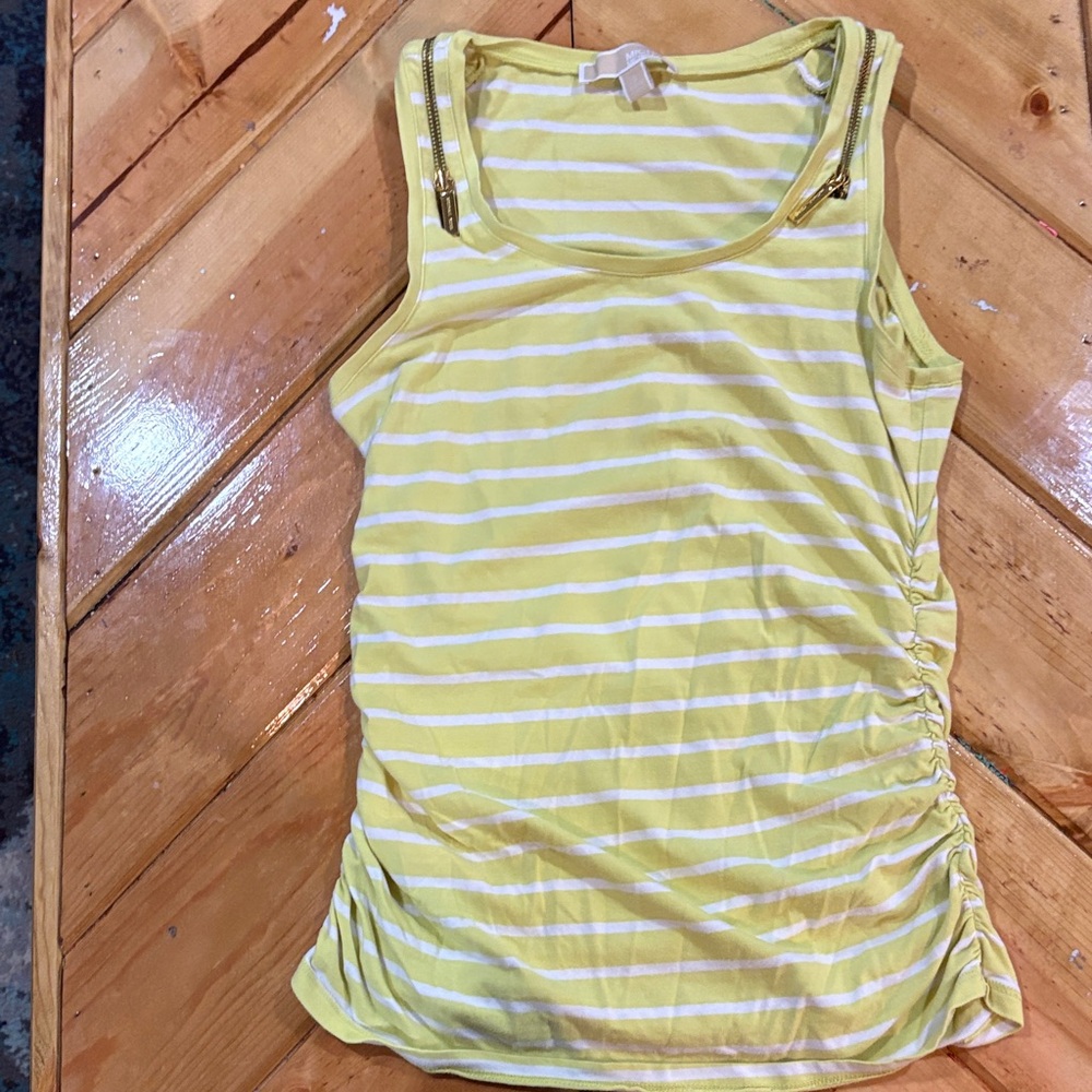Michael Kors Yellow and White Striped Tank Top